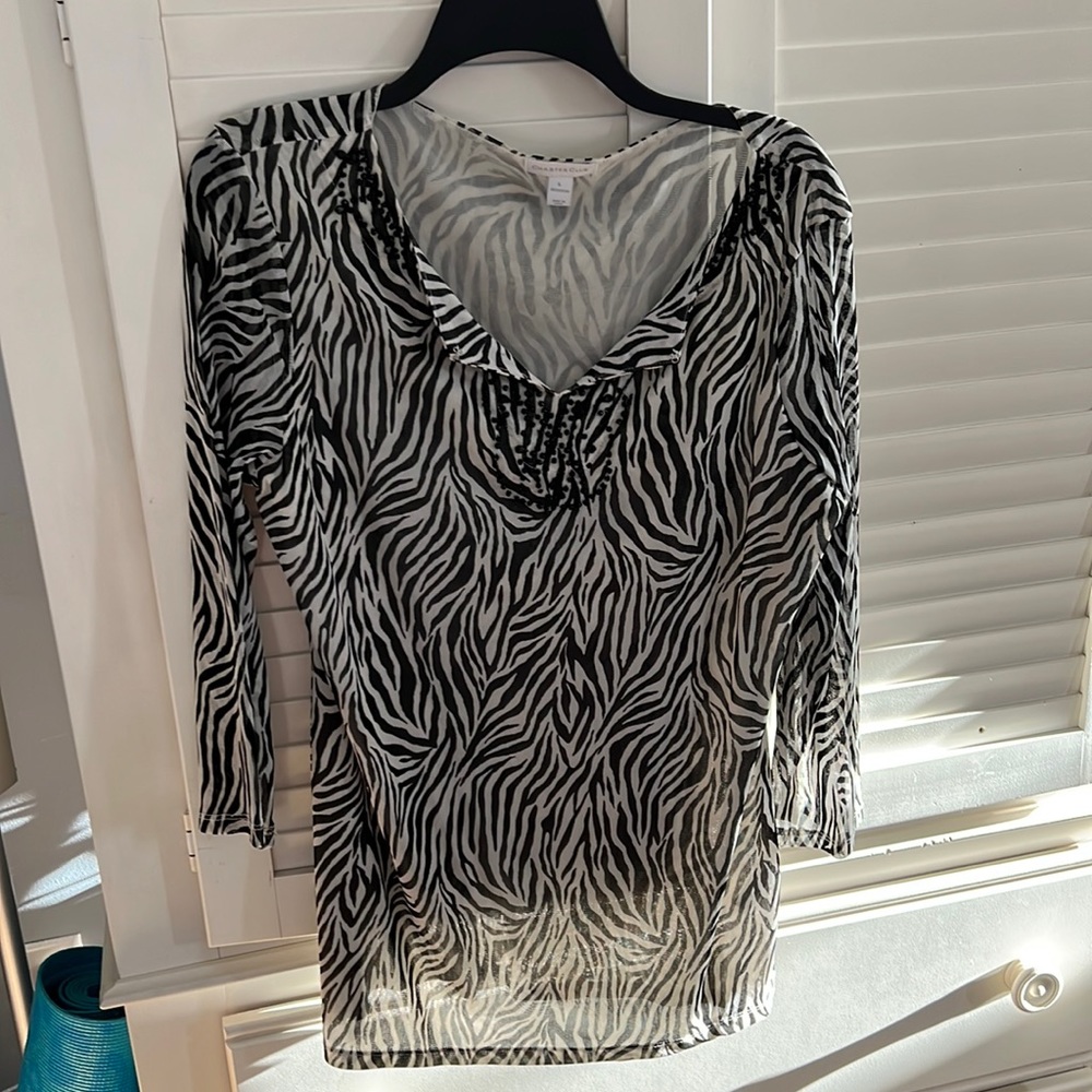Charter Club Zebra Print Tunic Sz L